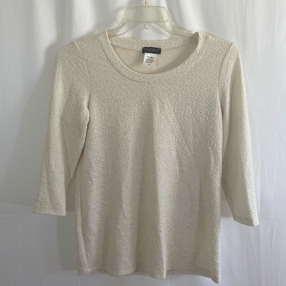 Slinky Brand 1/2 sleeve Crew Neck Sparkly Top